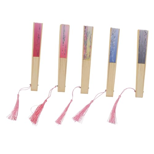 UTHCLO 5 Stück Teiliges Japanische Faltbare Handfächer im Retro Stil Vintage Dekoration für Party Cosplay Hochzeit Stabile Materialien Stilvolle Fächer Zufällige Designs von UTHCLO