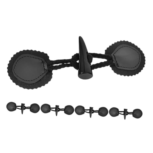 UTHCLO 5 Stück Teiliges Set Schwarze Resin Hornknöpfe Diagonaler Knebelverschluss für Mäntel und Vintage Stil Stabile Befestigung Vielseitig Einsetzbar Knöpfe für Damen und Herren von UTHCLO