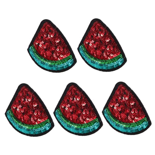 UTHCLO 5 Stück Wassermelonen Aufnäher zum Aufbügeln Bestickte Cartoon Applikationen Langlebige Stoffflicken für Jacken Rucksäcke Hüte Vielseitige DIY Kleidungsdekorierung von UTHCLO