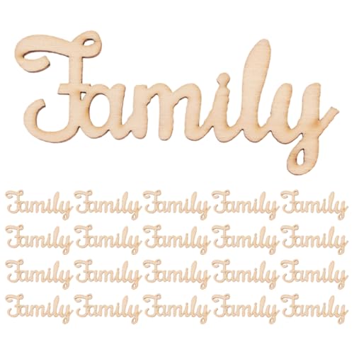 UTHCLO 50 Stück Dekorative Holzspäne Für Zu Hause Holzwörter Zum Basteln Stammbaum-schild Diy Holzblock-wortschild Hängendes Familienschild Holz Wort Familienzeichen Hölzern Beige von UTHCLO