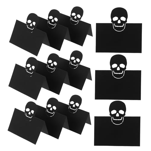 UTHCLO 50 Stück Halloween Platzkarten mit Schädelmotiv Zelt Stil Namenskarten aus Stabilem Perlmuttpapier Tischdekoration für Party Hochzeit Empfang und Buffet von UTHCLO