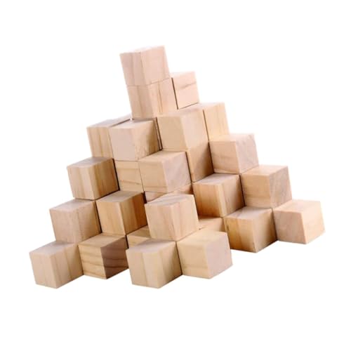 UTHCLO 50 Stück Holzklötze Quadratisch Glatt Blanko Holzwürfel für Basteln DIY Projekte Holzbausteine Puzzle Zubehör Natürliche Holzfarbe von UTHCLO