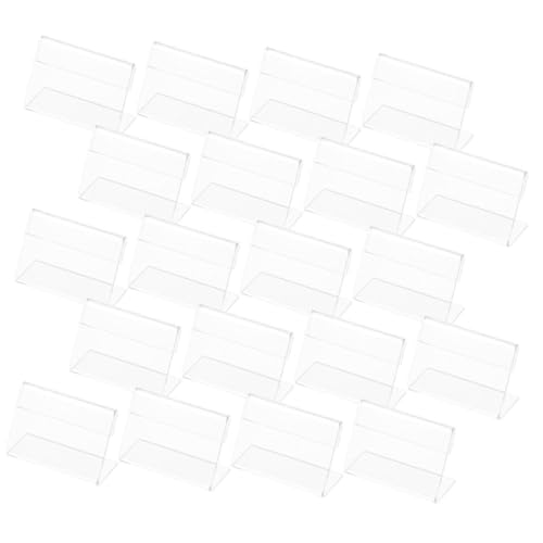 UTHCLO 50 Stück Mini Acryl Schildhalter Form Transparent Kleine Tischaufsteller Wiederverwendbar Robust Für Büro Restaurant Retail Preisschilder Etiketten Displayständer von UTHCLO
