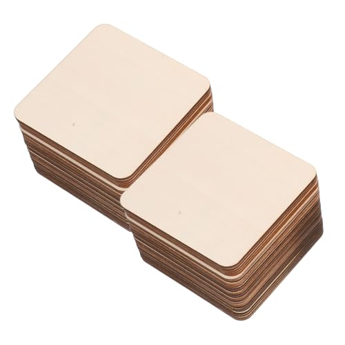 UTHCLO 50 Stück Quadratische Holzscheiben Unvollendete Holzplatten Naturbelassen für DIY Bastelprojekte Malen Gravieren Heimdekoration Vielseitig Verwendbar von UTHCLO