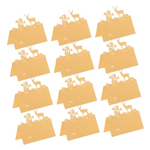 UTHCLO 50 Stück Tischkarten für die Weihnachtsfeier Weihnachten Abendessen Gruß geprägt weihnachtstischdekoration weihnachtsdekorationen Tischkarten zum Sitzen NAME -Karte Papier Golden von UTHCLO