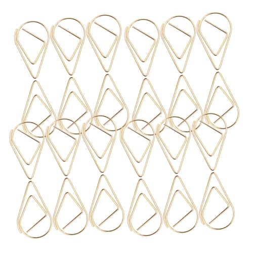UTHCLO 50 Stück Tropfenförmige Büroklammern aus Metall Kleine Dekorative Paper Clips Vielseitige Aktenklammern für Büro Dokumente Fotos Langlebige und Kratzfreie Klammern in Gold von UTHCLO