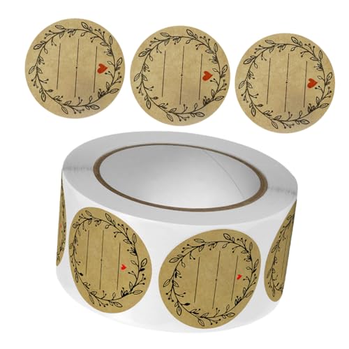 UTHCLO 500 Stück Geschenkaufkleber mit Olivenzweig Muster Runde Selbstklebende Etiketten für Geschenke Backwaren Handgemachte Verpackungen Stabile Haftung Vielseitig Einsetzbar von UTHCLO