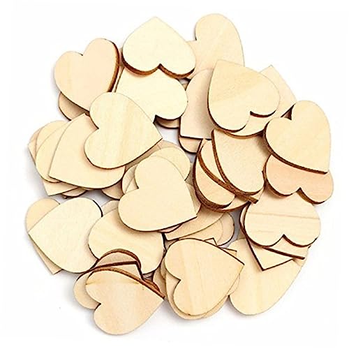 UTHCLO 50Stücke Herzförmige Holzscheiben Natürlicher Unlackiert für DIY Crafts und Verzierungen Hochzeiten und Weihnachtsschmuck von UTHCLO