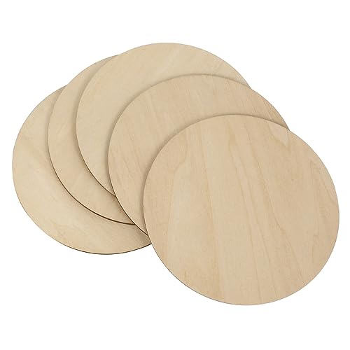 UTHCLO 5Stücke Runde Holzscheiben DIY Bastelmaterial Unbehandelt Leicht und Vielseitig Einsetzbar für Holzdekorationen Bastelprojekte von UTHCLO