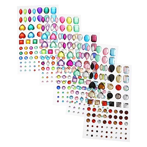 UTHCLO 6 Blätter Glänzende Kristall Aufkleber DIY Acryl Strasssteine Schmuck Sticker Stereoskopisch Selbstklebend für Bastelprojekte Handgemacht Mix von UTHCLO