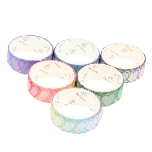 UTHCLO 6 Rollen Herzförmige Washi Sticker Bunte Handgefertigte Dekorative Aufkleber Für DIY Scrapbooking Tagebuch Geschenkverpackung von UTHCLO