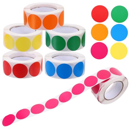 UTHCLO 6 Rollen Runde Aufkleber Selbstklebende Dot Etiketten Farbenfrohe Klebepunkte zum Beschriften für Büro Haushalt und DIY pro Vielseitig Einsetzbar und Rückstandsfrei UTHCLO 6 Rollen Runde Aufkleber Selbstklebende Dot Etiketten Farbenfrohe Klebepunkte zum Beschriften für Büro Haushalt und DIY pro Vielseitig Einsetzbar und Rückstandsfrei von UTHCLO