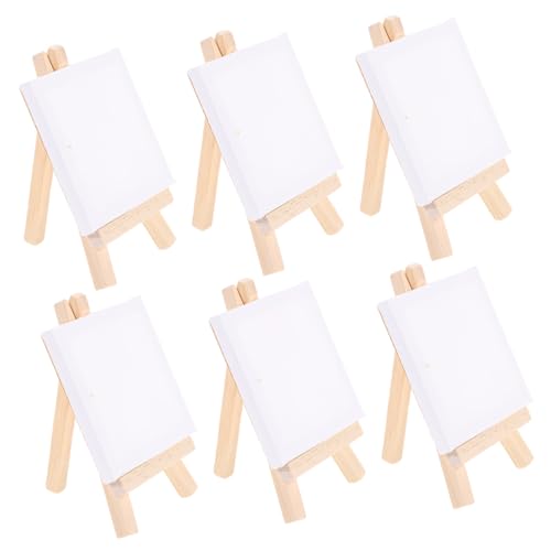 UTHCLO 6 Sätze Mini Staffelei Holz mit Weißer Leinwand Tragbares und Kunstboard für Anfänger und Künstler Stabile Kleine Staffelei für Öl und Acrylfarben für Basteln und Kunstprojekte UTHCLO 6 Sätze Mini Staffelei Holz mit Weißer Leinwand Tragbares und Kunstboard für Anfänger und Künstler Stabile Kleine Staffelei für Öl und Acrylfarben für Basteln und Kunstprojekte von UTHCLO