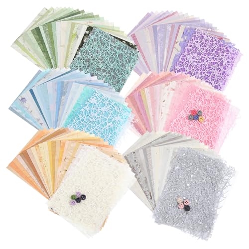 UTHCLO 6 Sätze Vintage Strukturiertes Scrapbook Papier Vielseitiges Bastelpapier für DIY Dekoration Leicht Zuschneidbar Farbenfrohes Papier für Planer Journaling Lesezeichen und Party von UTHCLO