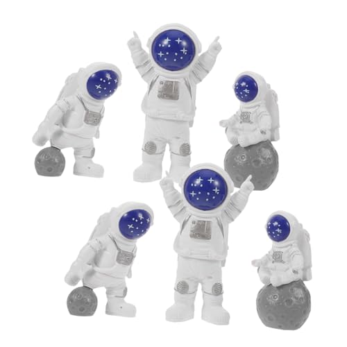 UTHCLO 6 Stück Mini Astronaut Kuchenfiguren aus Resin Weltraum-thema Geburtstagstorte Dekoration Detailreiche Raumfahrer Figuren Wiederverwendbar Vielseitig als Tisch Kuchendeko von UTHCLO