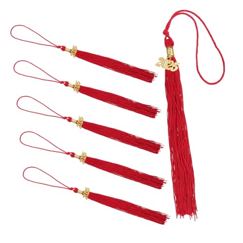 UTHCLO 6 Stück Teiliges Abschlusskappen Quasten Rot Langlebige Polyester Tasseln für DIY Bachelor Hüte Einfache Befestigung Vielseitig Einsetzbar für Abschlussfeiern und Festlichkeiten von UTHCLO