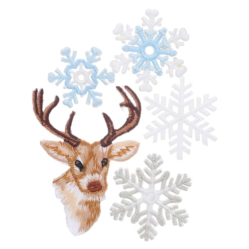 UTHCLO 6 Stück Teiliges Bestickte Schneeflocken Rentier-patches in Gold zum Aufnähen oder Aufbügeln DIY Applikationen für Kleidung Jacken Hüte Kreative Weihnachtsdekoration von UTHCLO