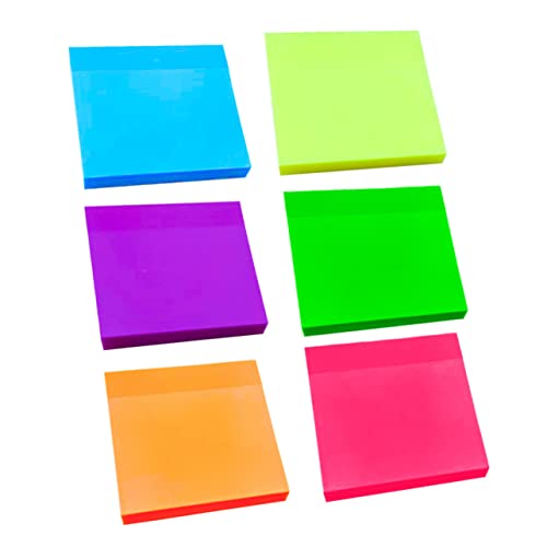 UTHCLO 6 Stück Teiliges Farbige Haftnotizen Selbstklebende Memo Pads für Schule Büro Durchsichtige Notizzettel Beschreibbar Praktische Organisation Vielseitig Einsetzbar von UTHCLO