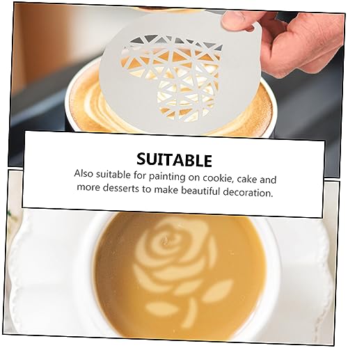 UTHCLO 6 Stück Teiliges Stencils Wiederverwendbare Milch Sprüh Schablonen für Latte Art Cappuccino Dekoration Vielseitig Einsetzbar für Kaffee Kuchen Cupcakes DIY Backzubehör von UTHCLO