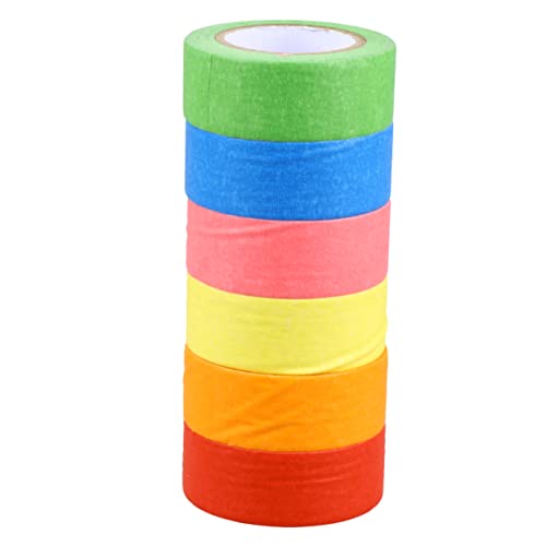 UTHCLO 6 Stück Teiliges Washi Tape Farben Rot Orange Gelb Grün Blau Abnehmbares Dekoratives Klebeband für Scrapbooking DIY Projekte und von UTHCLO