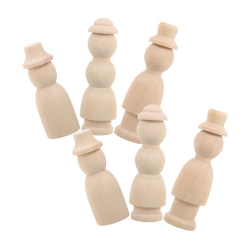 UTHCLO 6 Stück Unvollendete Holzfiguren Teiliges Diy Peg Dolls zum Bemalen Holzpuppen für Bastelarbeiten Kinderhandwerk Personalisierbare Holzspielzeuge für Besondere Anlässe von UTHCLO