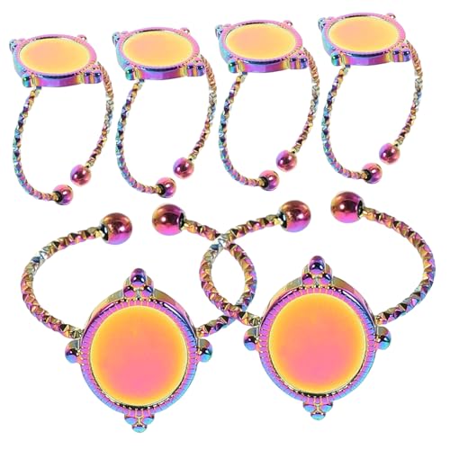 UTHCLO 6 Stück Verstellbare Edelstahl Ringrohlinge mit Flacher Basis Ovaler Schmuckrohling für DIY Fingerringe Langlebige Metallringe zum Basteln und Gravieren Zubehör für Damen und von UTHCLO