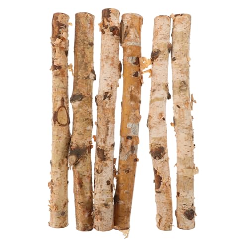 UTHCLO 6 Stück Weiße Birkenholzstäbe Naturbelassen für DIY Bastelprojekte Dekoration Floristik Zubehör Holzstäbe zum Kreativen Gestalten und Handwerken von UTHCLO