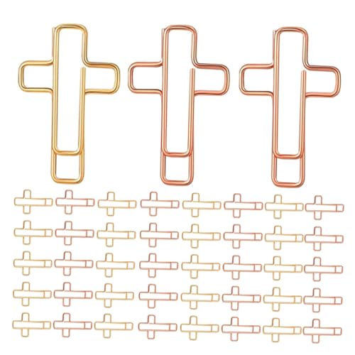 UTHCLO 60 Stück Teiliges Metall Büroklammern Kreuz-design Niedliche Lesezeichenklammern für Bibel Tagebuch Schreibwaren Praktische Leichte Papierklemmen für Büro Schule und Zuhause von UTHCLO