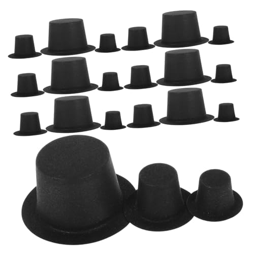 UTHCLO 60 Stück Teiliges Mini Weihnachtsmützen Schwarze Mini Hüte aus PVC für Puppen DIY Basteldeko Weihnachtsfiguren von UTHCLO