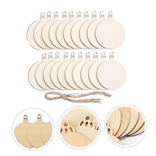 UTHCLO 60 Stück Teiliges Runde Holzscheiben aus Naturholz mit Langlebige Weihnachtsanhänger zum Bemalen und Basteln DIY Christbaumschmuck für Weihnachtsdeko zum Aufhängen in Haus Büro und von UTHCLO