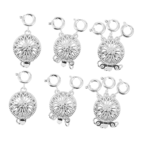 UTHCLO 6Stücke Slide Lock Clasp für Halsketten und Armbänder Silberfarbene Mehrstrang Verschlüsse für DIY Schmuckherstellung für Handgefertigte Kreationen und Reparaturen von UTHCLO