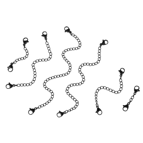 UTHCLO 6Stücke Teiliges Kettenverlängerung mit Karabinerverschlüssen Schwarz für DIY Schmuckherstellung und Verlängerung von UTHCLO