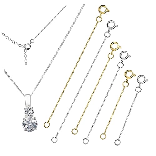 UTHCLO 6Stücke Teiliges Kettenverlängerungsset für Armbänder und Halsketten Schmuck Extender mit Karabinerverschluss Platin von UTHCLO