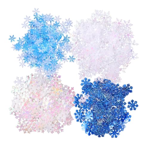 UTHCLO 700 Stück Schneeflocken Konfetti Mix Weiß Blau Blau Kunststoff Streu Deko für Weihnachten Hochzeit Party Fest von UTHCLO