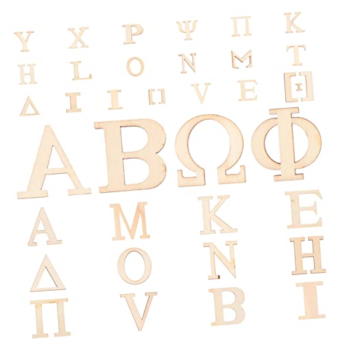 UTHCLO 72 Stück Griechische Holzbuchstaben Set Unlackierte Buchstabenausschnitte für DIY Bastelprojekte Dekoration für Partys und Geburtstagsfeiern und Große Holzbuchstaben von UTHCLO