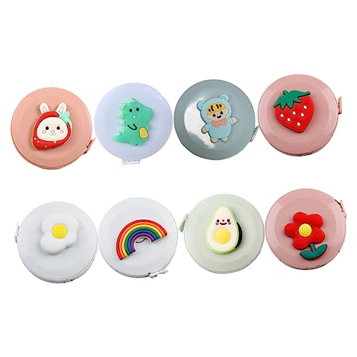 UTHCLO 8 Stck Teiliges Mini Maßband Süßes Einziehbares Maßband aus Silikon und Kunststoff Beidseitig Bedruckt für Körpermessung Nähen DIY Handwerk mit Farbenfrohen Cartoon Motiven von UTHCLO