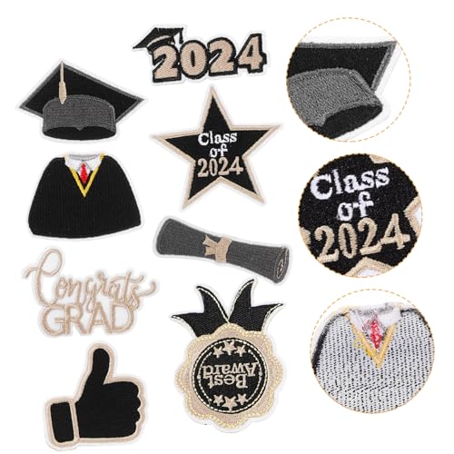 UTHCLO 8 Stück Stickaufkleber Zum Schulabschluss Bestickte Aufnäher Initialen Aufkleber Pailletten Stoffschleifen Abschluss Patches Aufbügler Siegel Jacken Klassendekor UTHCLO 8 Stück Stickaufkleber Zum Schulabschluss Bestickte Aufnäher Initialen Aufkleber Pailletten Stoffschleifen Abschluss Patches Aufbügler Siegel Jacken Klassendekor von UTHCLO