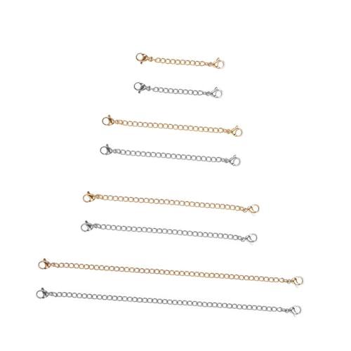 UTHCLO 8 Stück Teiliges Edelstahl Verlängerungsketten Doppel karabinerverschluss Schmuckverlängerung für Halsketten Armbänder und Fußkettchen DIY Schmuckzubehör in Gold und Silber UTHCLO 8 Stück Teiliges Edelstahl Verlängerungsketten Doppel karabinerverschluss Schmuckverlängerung für Halsketten Armbänder und Fußkettchen DIY Schmuckzubehör in Gold und Silber von UTHCLO