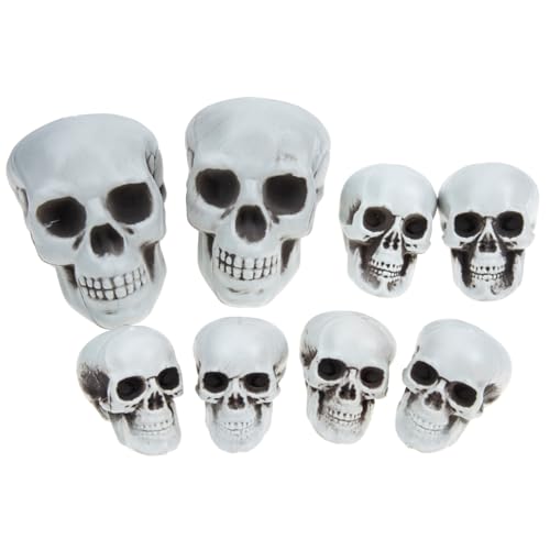 UTHCLO 8 Stück Teiliges Halloween Schädel Dekor Kleine Realistische Schädelköpfe Kreative Skelettkopf Requisiten für Gruselige Party und Wohnraumdekoration Kompakt und Langlebig von UTHCLO