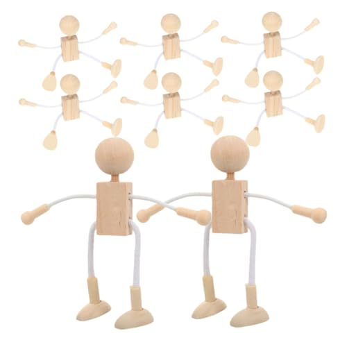 UTHCLO 8 Stück Teiliges Holzfiguren zum Bemalen Natürliche Holzpuppen für DIY Bastelprojekte Kreative Dolls für Partydeko und Motorische von UTHCLO