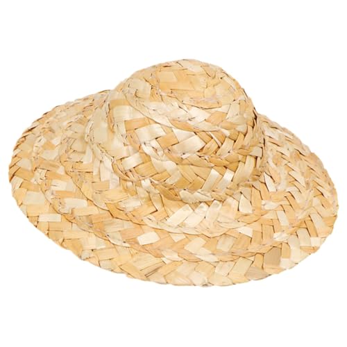 UTHCLO 8 Stück Teiliges Mini Strohhut Handgewebte Kleine Puppenhüte Dekorativ und Praktisch für DIY Bastelprojekte Naturfarben als Sonnenhut und Partydeko von UTHCLO
