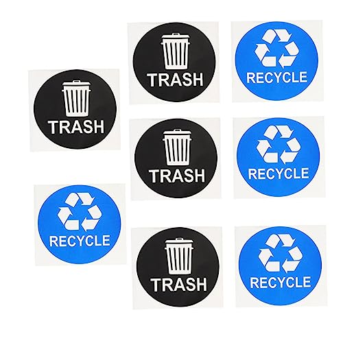 UTHCLO 8 Stück Wasserfeste Mülltonnen Aufkleber PVC Mülltrennung Recycling Sticker Selbstklebend Abnehmbar für Abfallbehälter zur Nachhaltiger Müllsortierung von UTHCLO