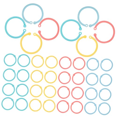 UTHCLO 80 Stück Teiliges Bunte Kunststoff ringordner Ringe Flexible Locher Ringe zum Sortieren von Dokumenten Memo Schlüsselanhängern und DIY Bastelprojekten Einfach zu Öffnen Schließen von UTHCLO