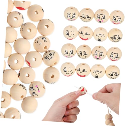 UTHCLO 80Stücke Holzperlen mit Löchern Runde Smile Perlen für DIY Schmuck Basteln und Kreative Projekte Abstandsperlen Holz für Armbänder und Dekorationen UTHCLO 80Stücke Holzperlen mit Löchern Runde Smile Perlen für DIY Schmuck Basteln und Kreative Projekte Abstandsperlen Holz für Armbänder und Dekorationen von UTHCLO