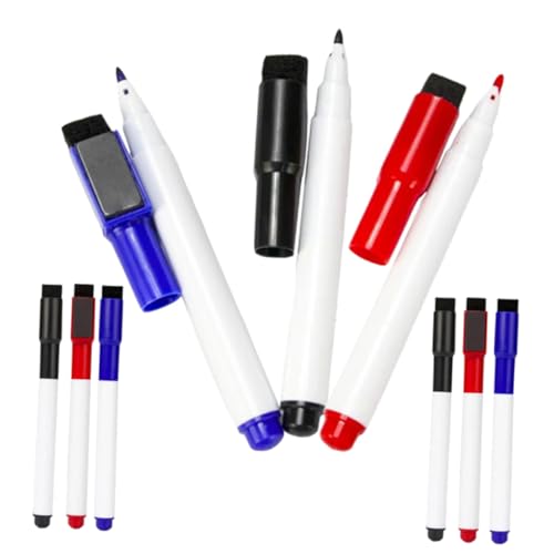 UTHCLO 9 Stück Magnetische Whiteboard Marker Fine Tip Trocken Abwischbare Whiteboard Stifte in Rot Blau Schwarz Wiederverwendbare Multi funktion Marker für Klassenzimmer Büro Zuhause von UTHCLO