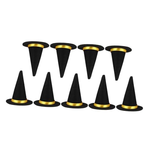 UTHCLO 9 Stück Mini Hexenhüte für Halloween Dekoration Schwarze Kleine Filzhüte als Flaschenaufsätze Diy Partydeko Wiederverwendbar Vielseitig für Weinflaschen Bastelprojekte von UTHCLO