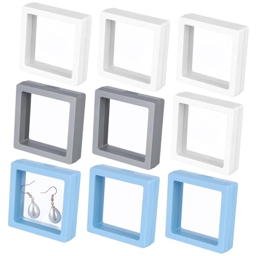 UTHCLO 9 Stück Teiliges Schwimmendes Display Klarem Kunststoff mit Grauen Weißen und Hellblauen Rahmen Transparente Vitrine für Schmuck Sammlerstücke und Dekoration UTHCLO 9 Stück Teiliges Schwimmendes Display Klarem Kunststoff mit Grauen Weißen und Hellblauen Rahmen Transparente Vitrine für Schmuck Sammlerstücke und Dekoration von UTHCLO