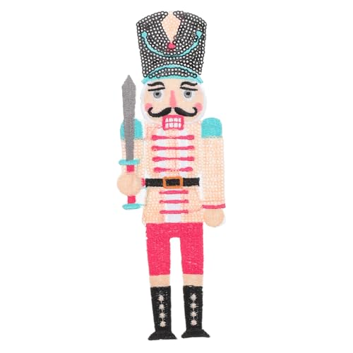 UTHCLO Bestickter Aufnäher Aufbügelbar Nutcracker Stoffpatch Cartoon Applikation DIY Kleidung Glänzende Pailletten Europäischer Soldat Patch für Jacken Jeans Schuhe von UTHCLO