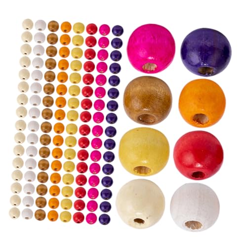 UTHCLO Bunte Holzperlen Rund Lose Perlen zum Basteln Schmuckherstellung DIY Armband Halskette Stabile Holzkugeln mit Glatter Oberfläche für Kreative Handarbeit von UTHCLO