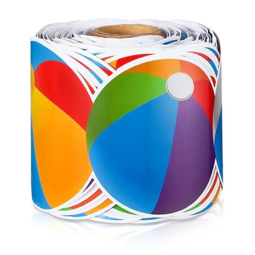 UTHCLO Bunte Strandball Dekorationsbordüre Selbstklebende Austauschbare Pinnwand Rahmenaufkleber für Sommerparty Strand und Fotohintergrund Vielseitig für Zimmer und Außenbereiche von UTHCLO